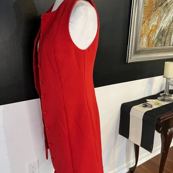 Charles Henry Red Button-Front Mini Dress – Size S MSRP: $99 - Picture 11 of 12
